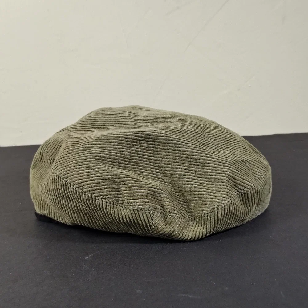 Vintage Converse All Star Hat Cap Olive Green Corduroy Beret Flat Hat